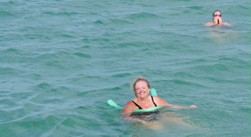Guests swimming beside RaRa